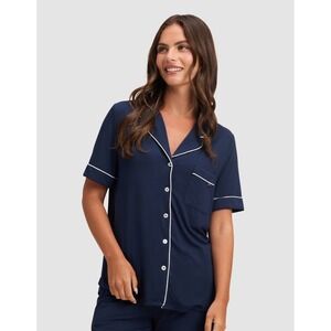 Cozy Earth Bamboo Stretch Knit Pajama‎ Top Mini Dot Navy XXXL New With Tags